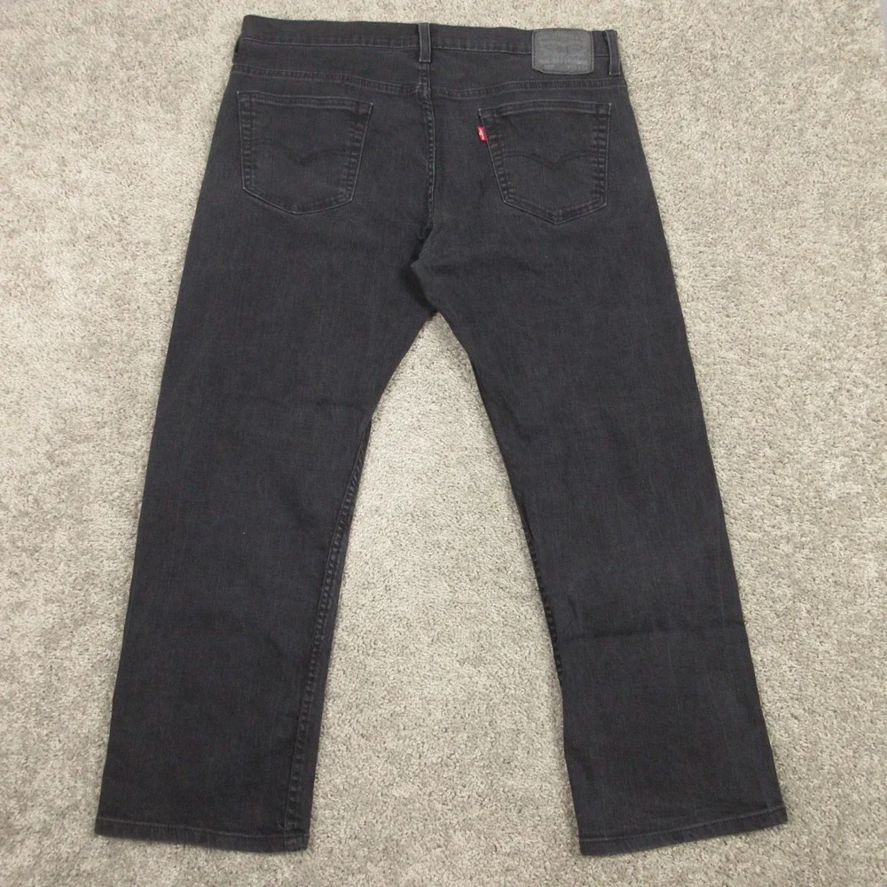 Levis Jeans Mens 36x30 Black 569 Loose Straight Baggy Washed Dark Denim Pants